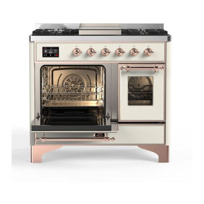 ILVE Majestic II 40 inch Triple Glass Door Natural Gas Dual Fuel Range Copper Antique White