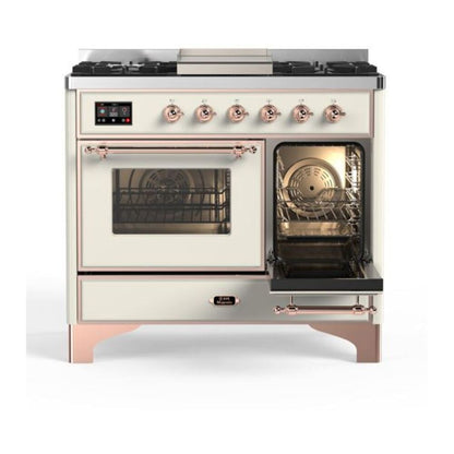 ILVE Majestic II 40 inch Triple Glass Door Natural Gas Dual Fuel Range Copper Antique White