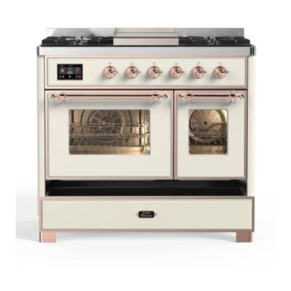 ILVE Majestic II 40 inch Triple Glass Door Natural Gas Dual Fuel Range Copper Antique White