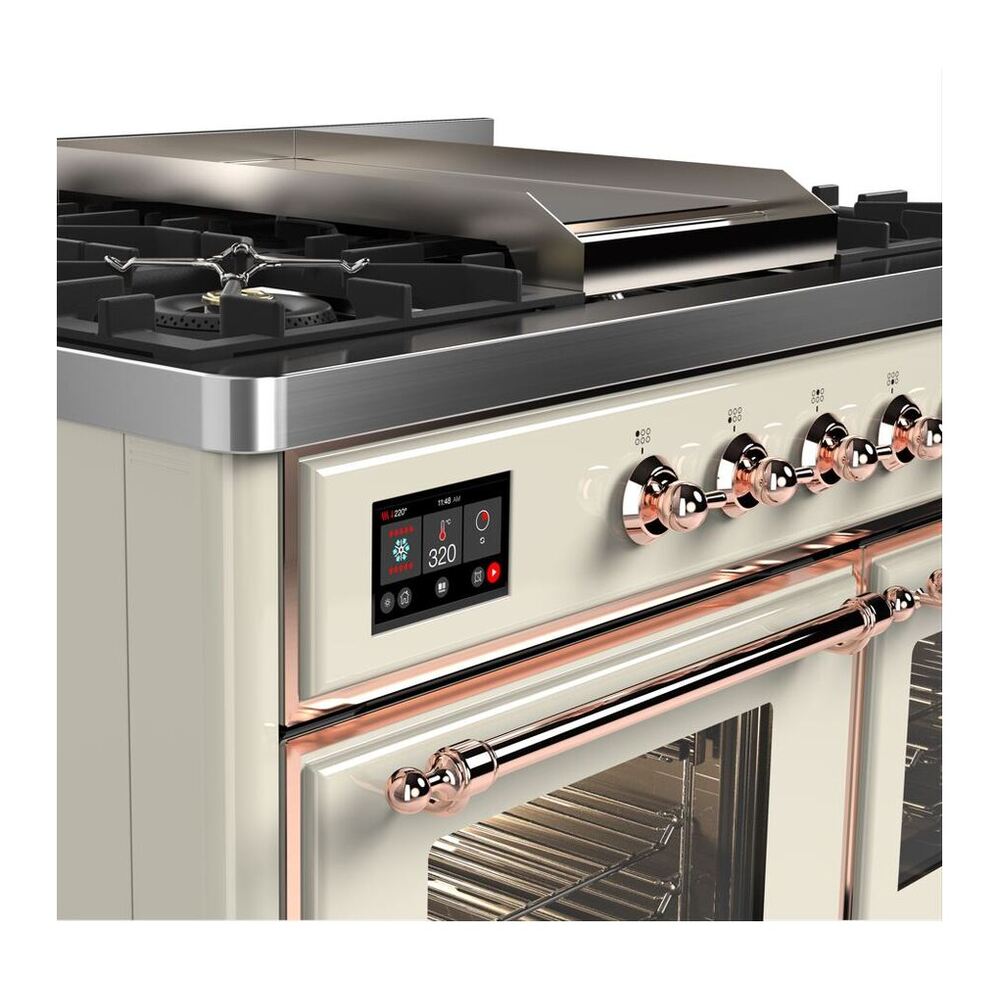 ILVE Majestic II 40 inch Triple Glass Door Natural Gas Dual Fuel Range Copper Antique White