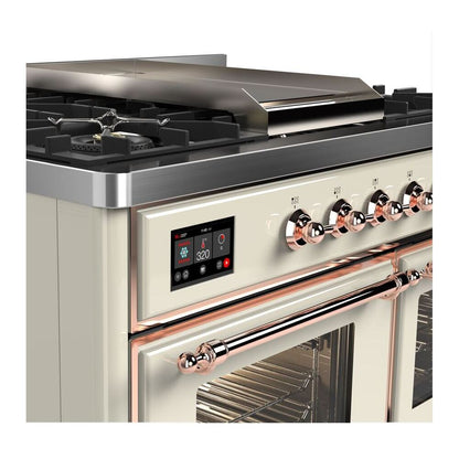 ILVE Majestic II 40 inch Triple Glass Door Natural Gas Dual Fuel Range Copper Antique White