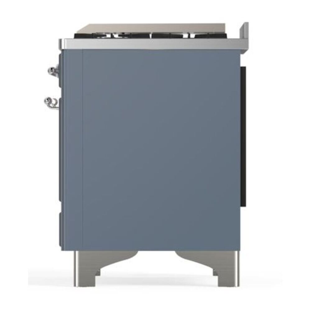 ILVE Majestic II 40 inch Triple Glass Door Natural Gas Dual Fuel Range Chrome Blue Grey