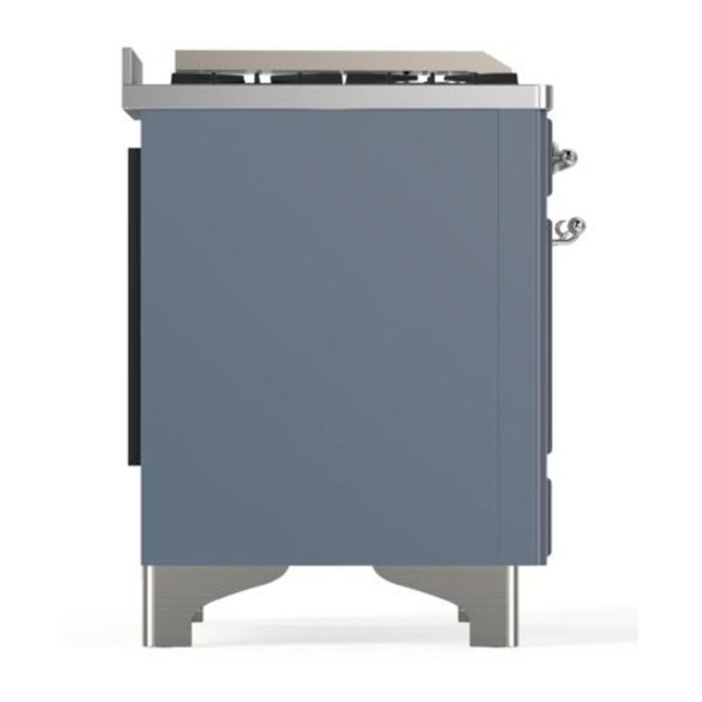ILVE Majestic II 40 inch Triple Glass Door Natural Gas Dual Fuel Range Chrome Blue Grey