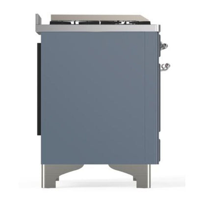 ILVE Majestic II 40 inch Triple Glass Door Natural Gas Dual Fuel Range Chrome Blue Grey