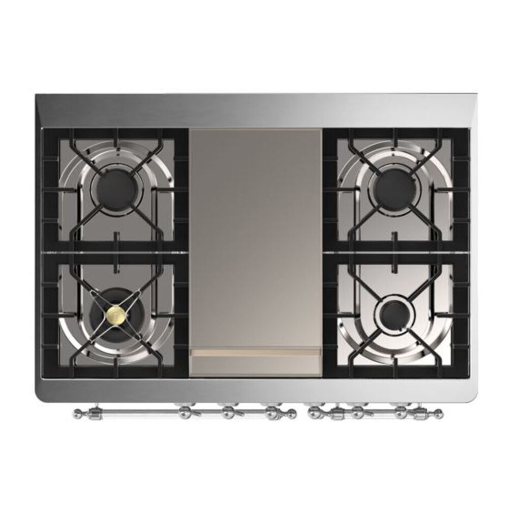 ILVE Majestic II 40 inch Triple Glass Door Natural Gas Dual Fuel Range Chrome Blue Grey