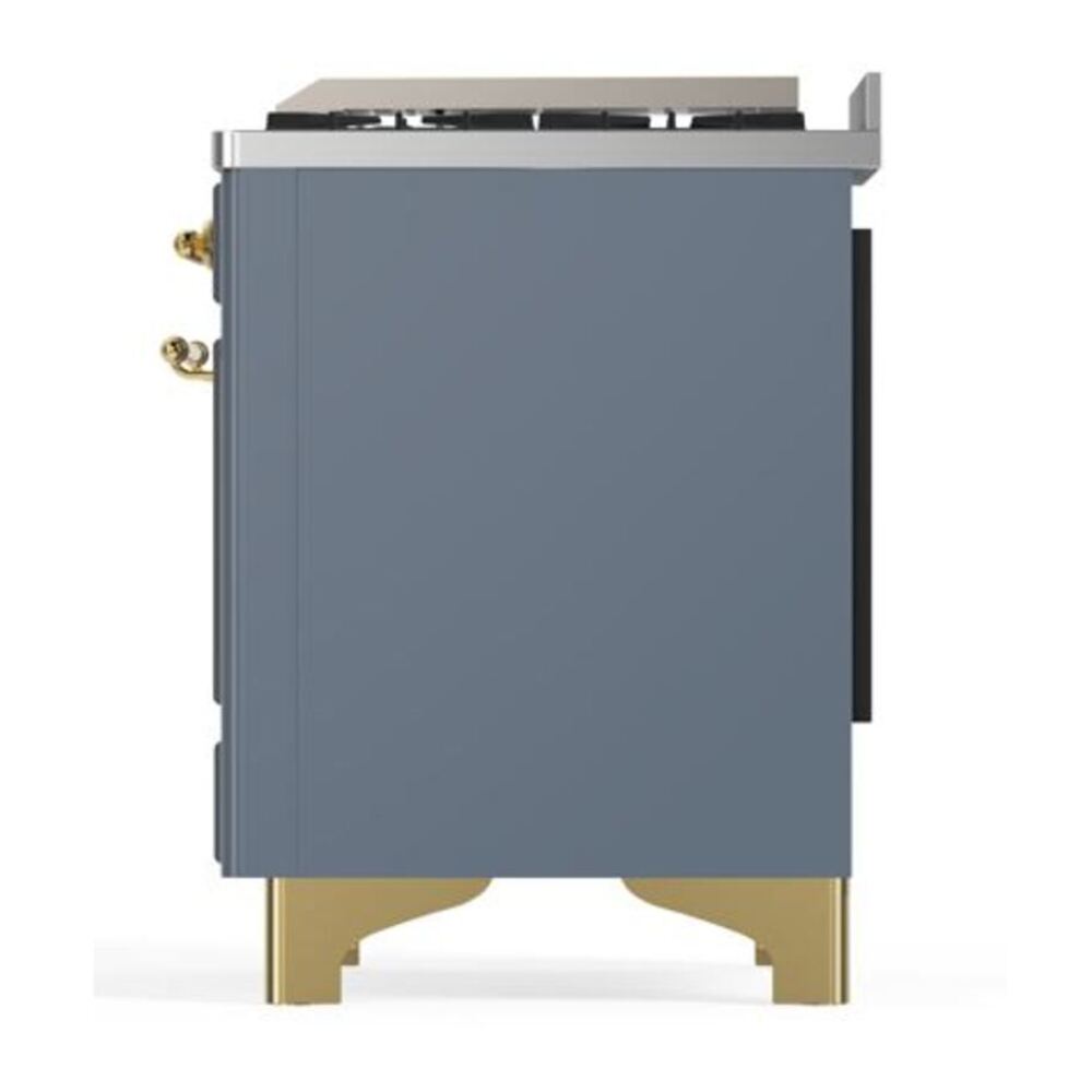 ILVE Majestic II 40 inch Triple Glass Door Natural Gas Dual Fuel Range Brass Blue Grey