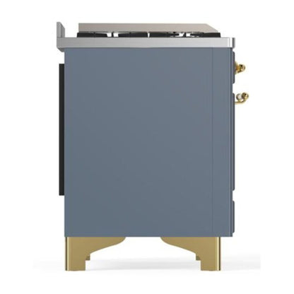 ILVE Majestic II 40 inch Triple Glass Door Natural Gas Dual Fuel Range Brass Blue Grey