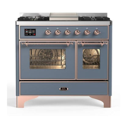 ILVE Majestic II 40 inch Triple Glass Door Natural Gas Dual Fuel Range Copper Blue Grey