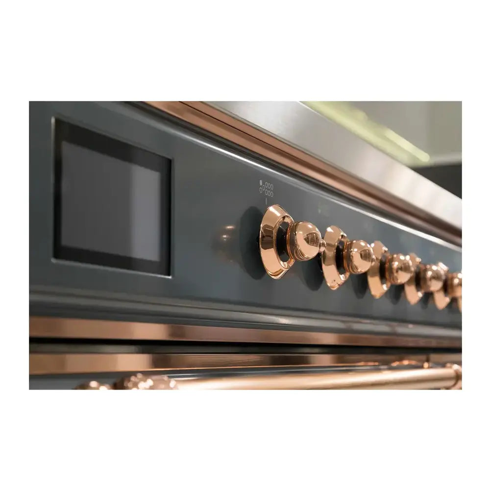 ILVE Majestic II 40 inch Triple Glass Door Natural Gas Dual Fuel Range Copper Blue Grey