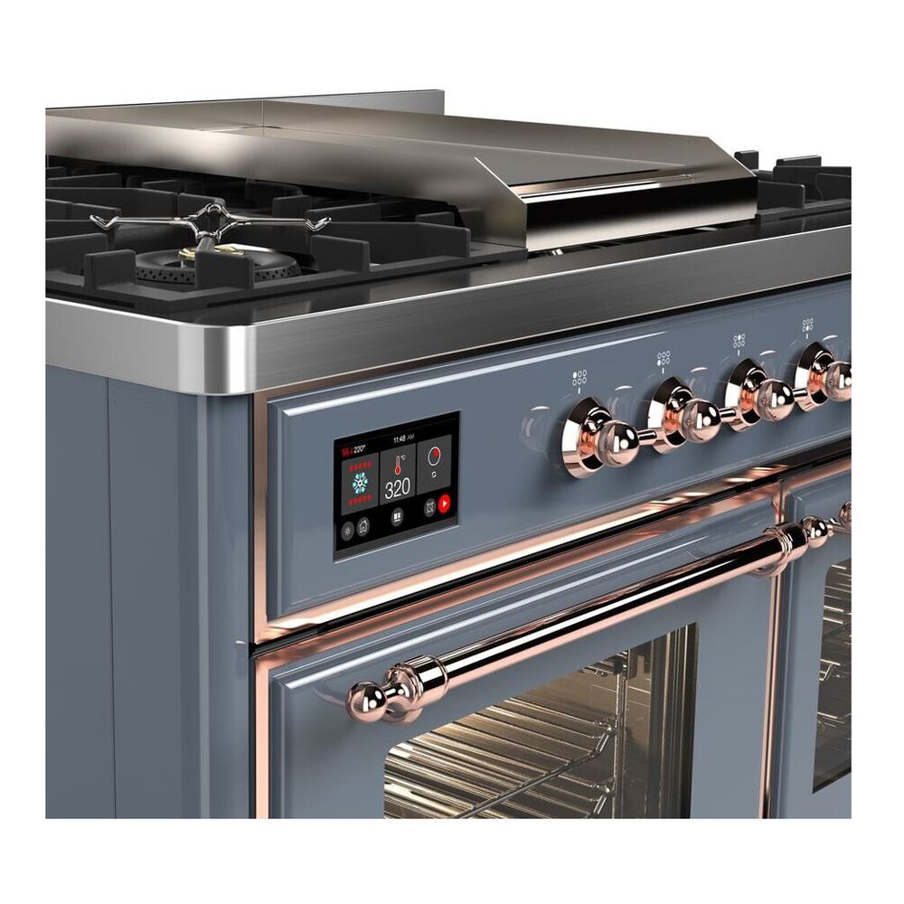 ILVE Majestic II 40 inch Triple Glass Door Natural Gas Dual Fuel Range Copper Blue Grey