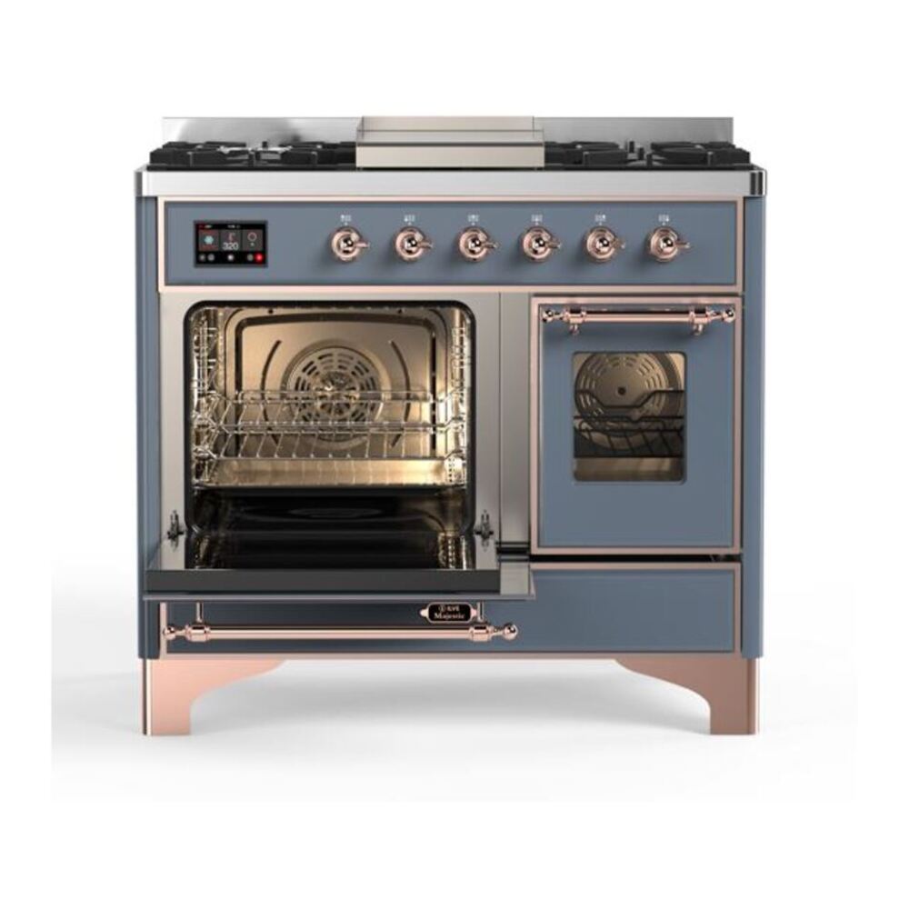 ILVE Majestic II 40 inch Triple Glass Door Natural Gas Dual Fuel Range Copper Blue Grey