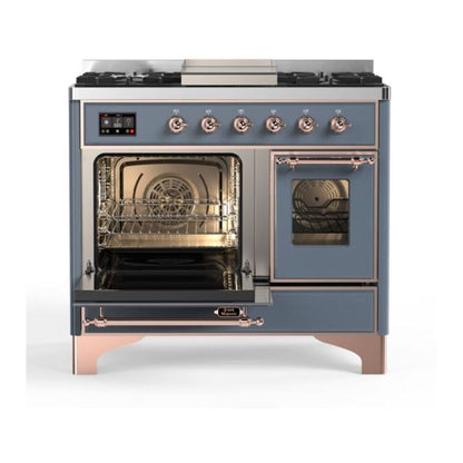 ILVE Majestic II 40 inch Triple Glass Door Natural Gas Dual Fuel Range Copper Blue Grey