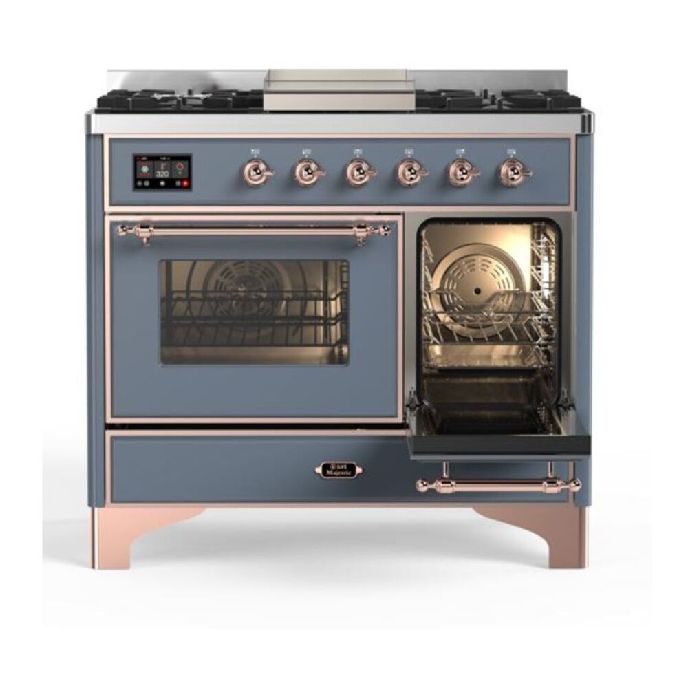 ILVE Majestic II 40 inch Triple Glass Door Natural Gas Dual Fuel Range Copper Blue Grey