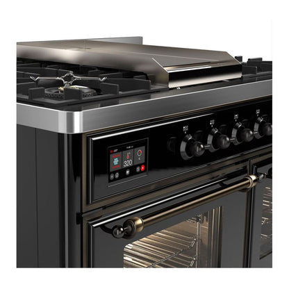 ILVE Majestic II 40 inch Triple Glass Door Natural Gas Dual Fuel Range Burnished Glossy Black