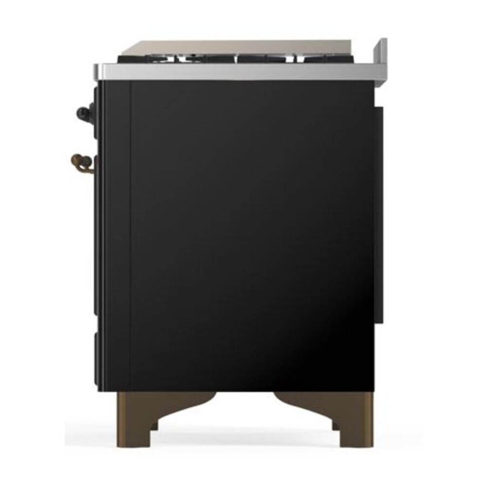 ILVE Majestic II 40 inch Triple Glass Door Natural Gas Dual Fuel Range Burnished Glossy Black