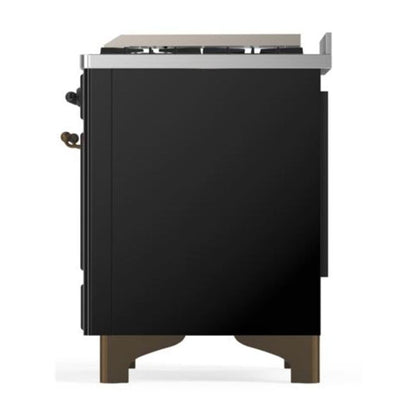 ILVE Majestic II 40 inch Triple Glass Door Natural Gas Dual Fuel Range Burnished Glossy Black