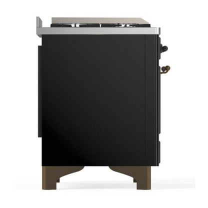 ILVE Majestic II 40 inch Triple Glass Door Natural Gas Dual Fuel Range Burnished Glossy Black
