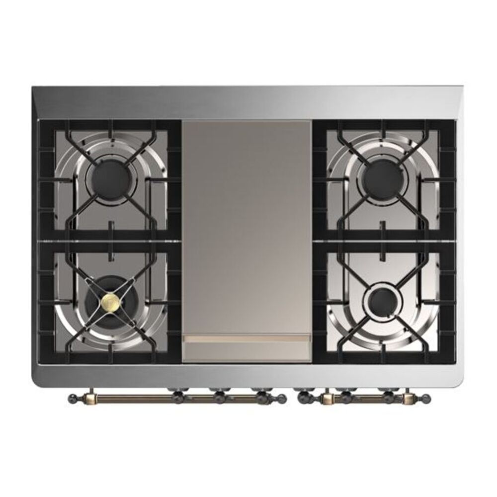 ILVE Majestic II 40 inch Triple Glass Door Natural Gas Dual Fuel Range Burnished Glossy Black