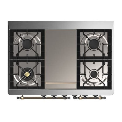 ILVE Majestic II 40 inch Triple Glass Door Natural Gas Dual Fuel Range Burnished Glossy Black