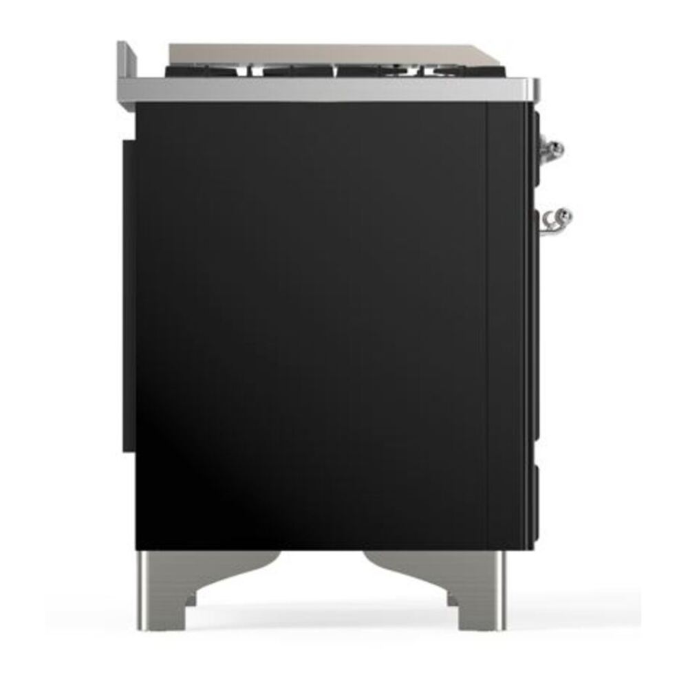 ILVE Majestic II 40 inch Triple Glass Door Natural Gas Dual Fuel Range Chrome Glossy Black