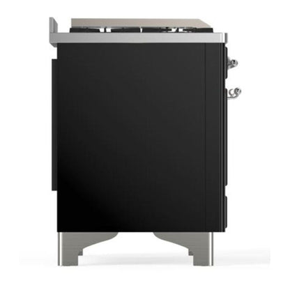ILVE Majestic II 40 inch Triple Glass Door Natural Gas Dual Fuel Range Chrome Glossy Black