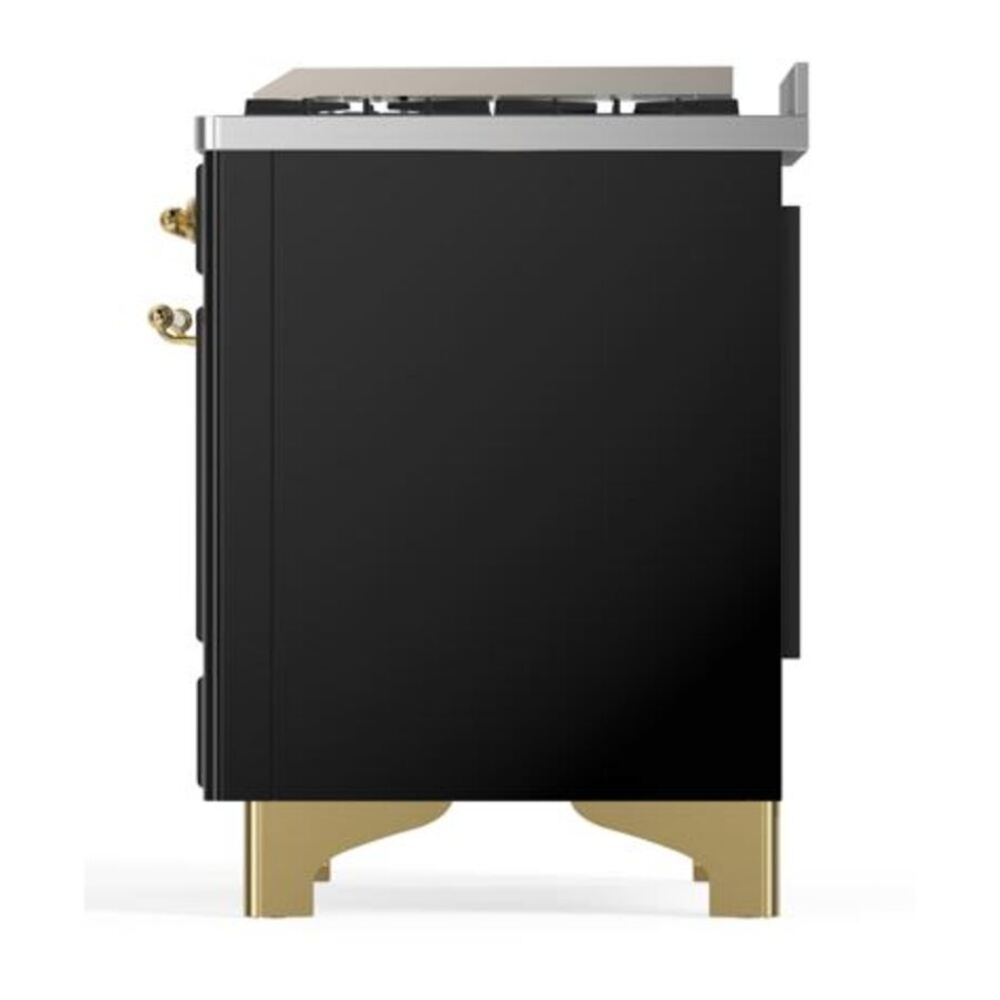ILVE Majestic II 40 inch Triple Glass Door Natural Gas Dual Fuel Range Brass Glossy Black