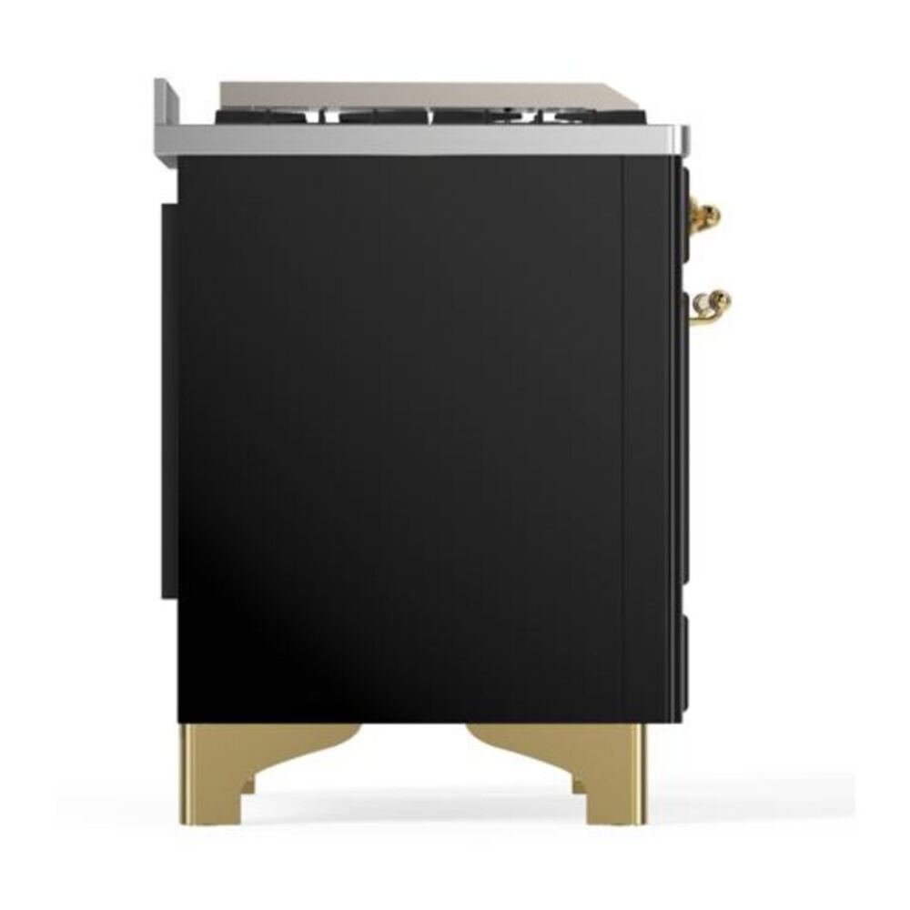 ILVE Majestic II 40 inch Triple Glass Door Natural Gas Dual Fuel Range Brass Glossy Black