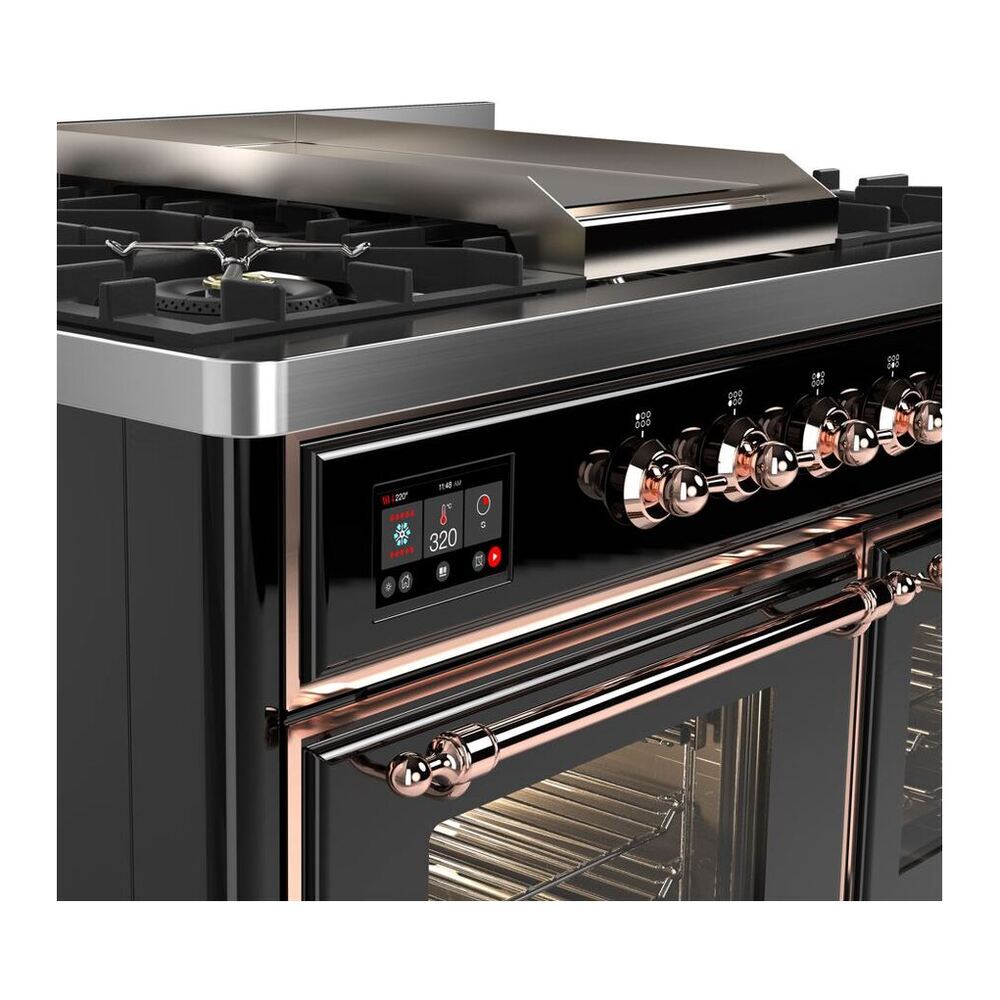 ILVE Majestic II 40 inch Triple Glass Door Natural Gas Dual Fuel Range Copper Glossy Black