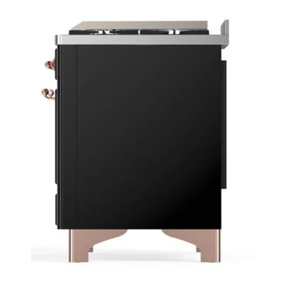 ILVE Majestic II 40 inch Triple Glass Door Natural Gas Dual Fuel Range Copper Glossy Black