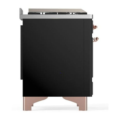 ILVE Majestic II 40 inch Triple Glass Door Natural Gas Dual Fuel Range Copper Glossy Black