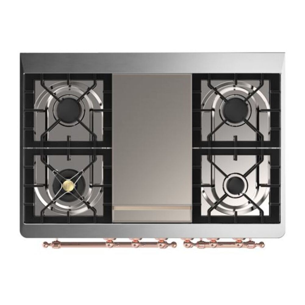 ILVE Majestic II 40 inch Triple Glass Door Natural Gas Dual Fuel Range Copper Glossy Black