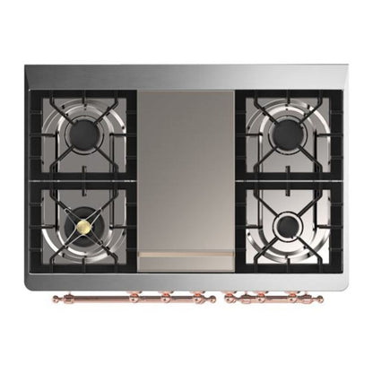 ILVE Majestic II 40 inch Triple Glass Door Natural Gas Dual Fuel Range Copper Glossy Black