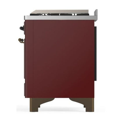 ILVE Majestic II 40 inch Triple Glass Door Natural Gas Dual Fuel Range Burnished Burgundy