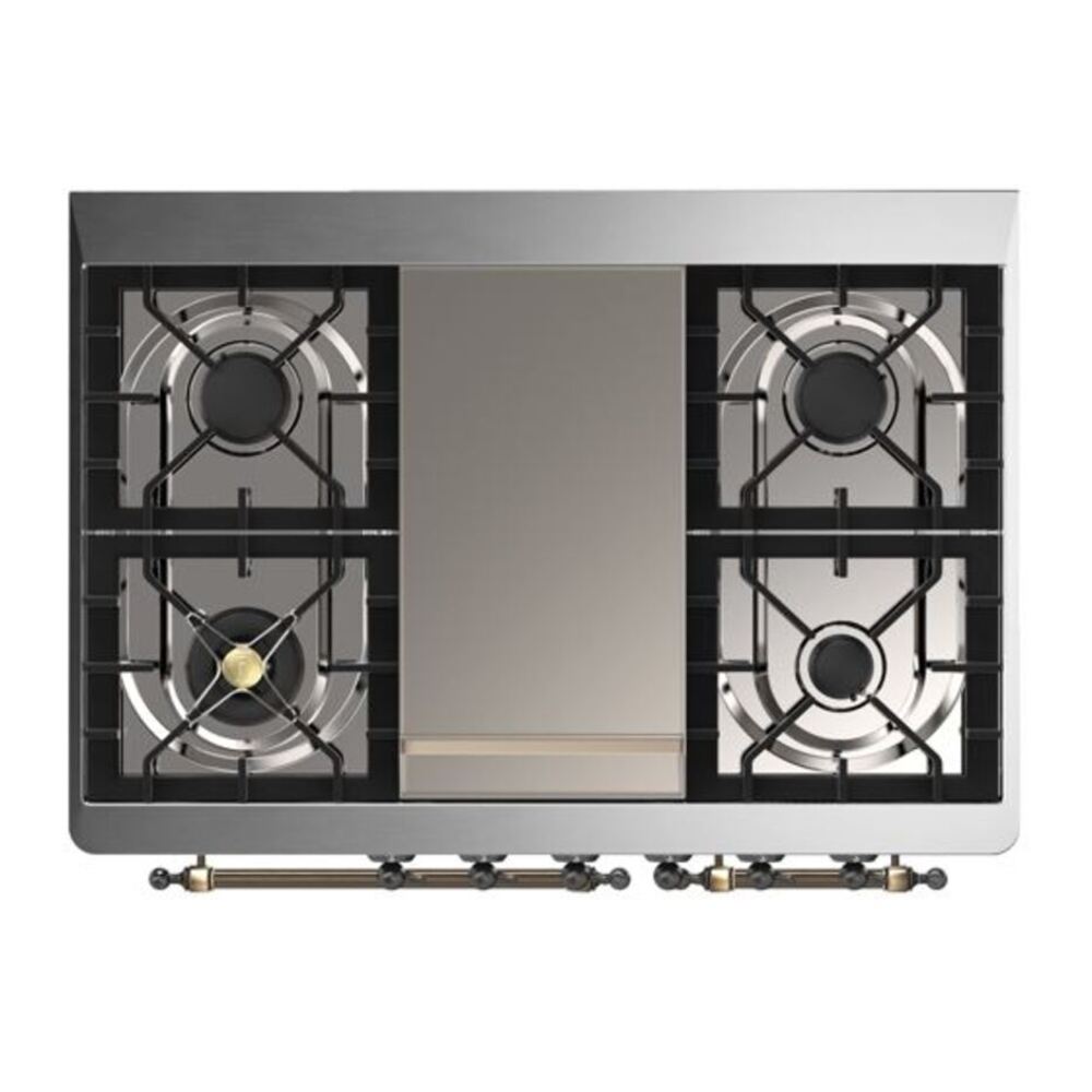 ILVE Majestic II 40 inch Triple Glass Door Natural Gas Dual Fuel Range Burnished Burgundy