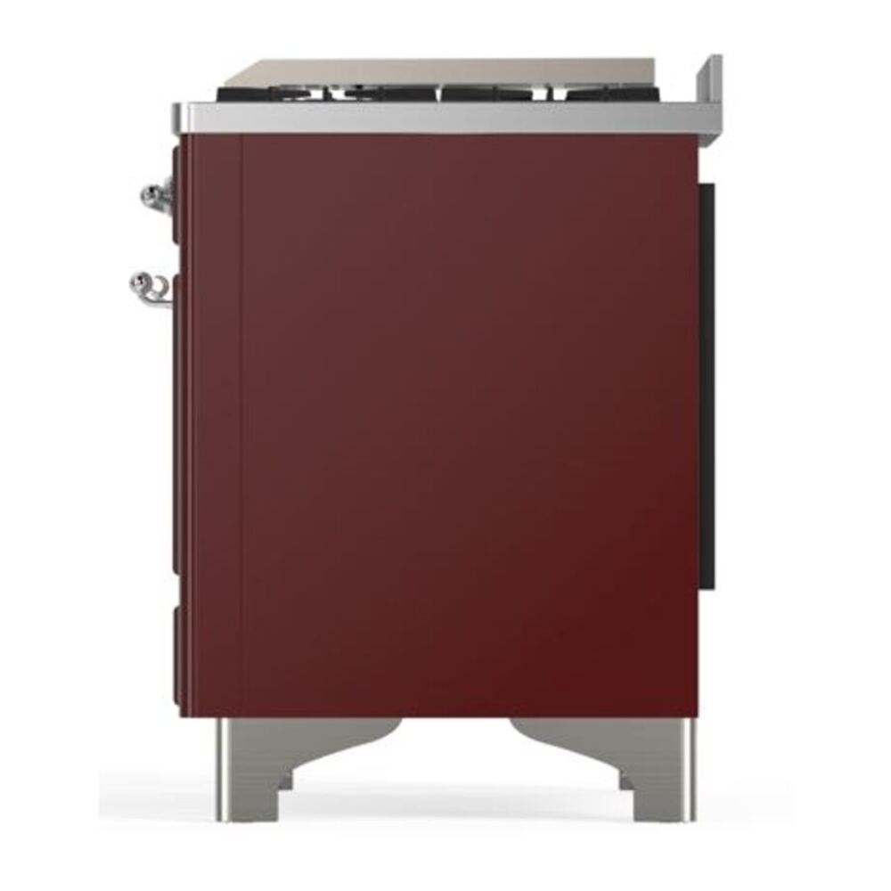 ILVE Majestic II 40 inch Triple Glass Door Natural Gas Dual Fuel Range Chrome Burgundy