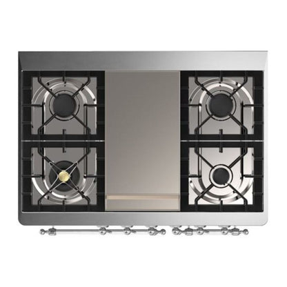 ILVE Majestic II 40 inch Triple Glass Door Natural Gas Dual Fuel Range Chrome Burgundy