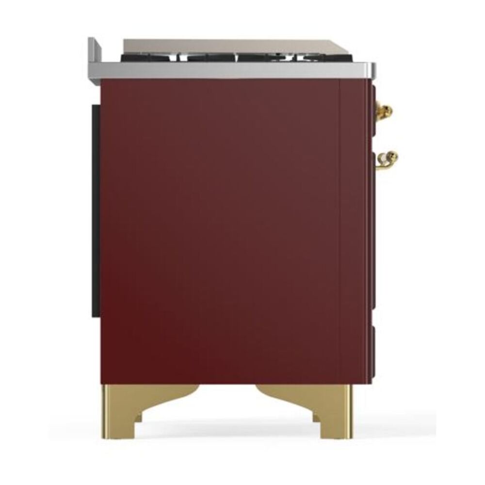 ILVE Majestic II 40 inch Triple Glass Door Natural Gas Dual Fuel Range Brass Burgundy