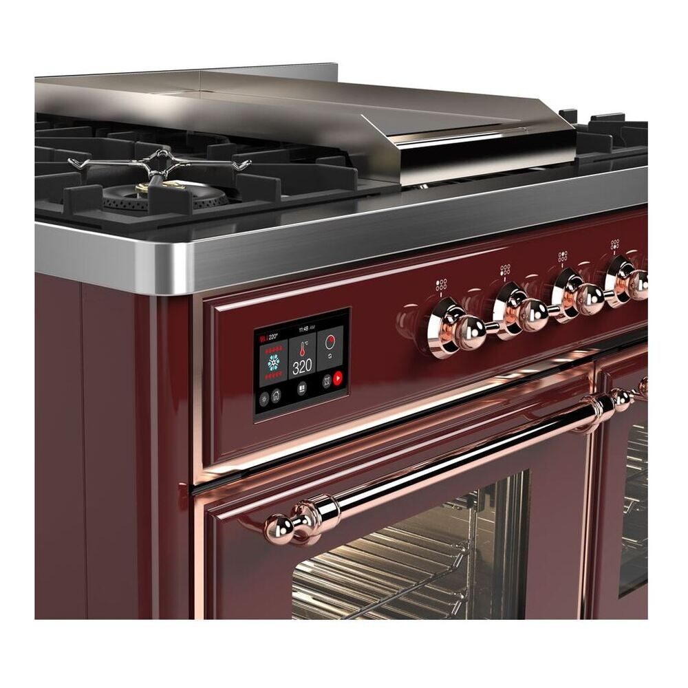 ILVE Majestic II 40 inch Triple Glass Door Natural Gas Dual Fuel Range Copper Burgundy