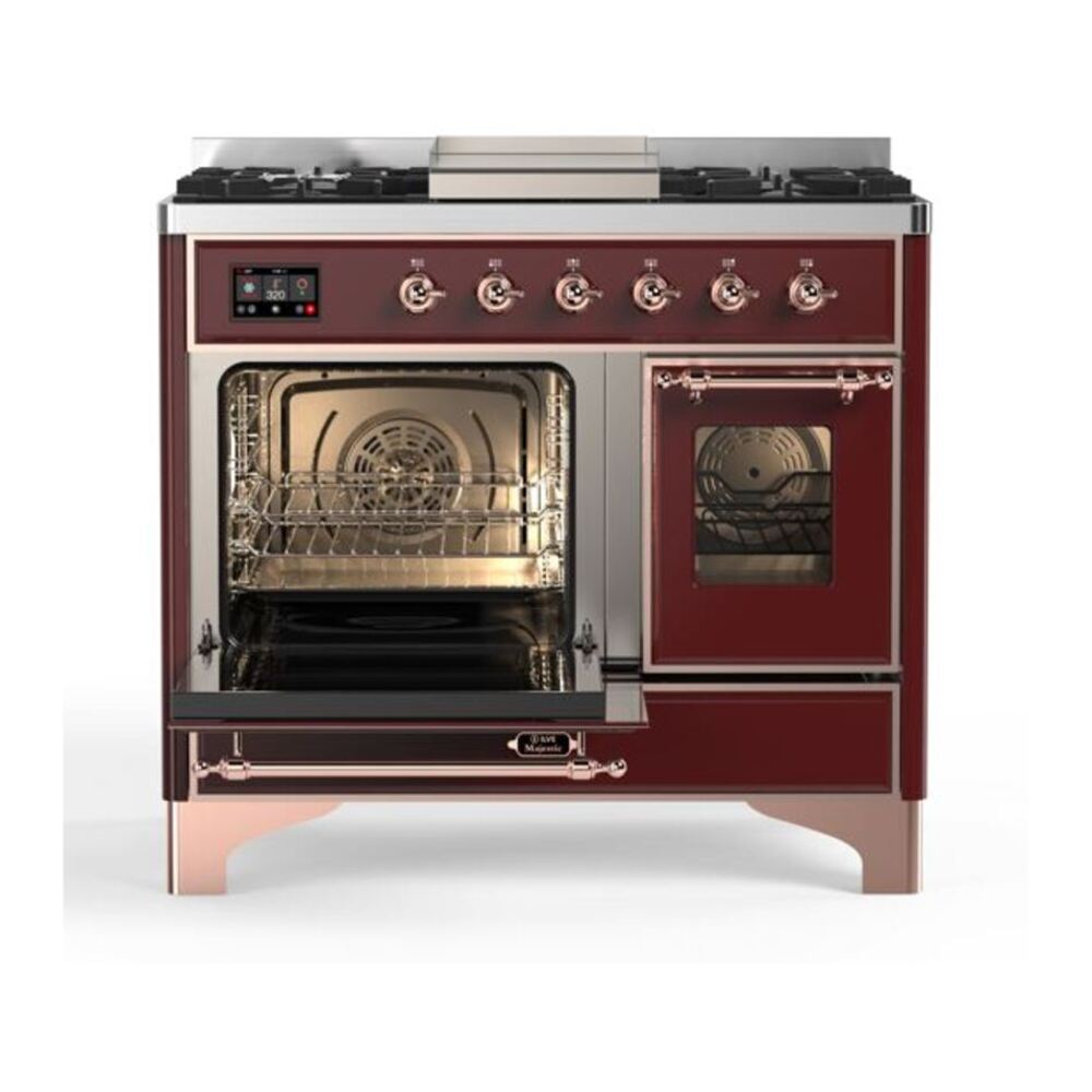 ILVE Majestic II 40 inch Triple Glass Door Natural Gas Dual Fuel Range Copper Burgundy