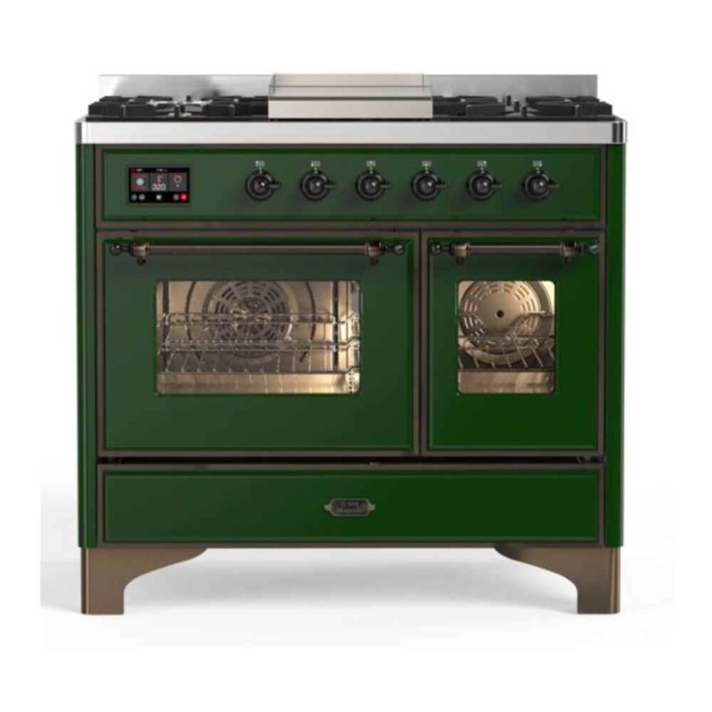 ILVE Majestic II 40 inch Triple Glass Door Natural Gas Dual Fuel Range Burnished Emerald Green