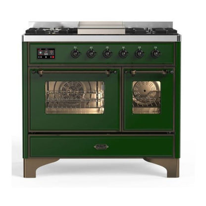 ILVE Majestic II 40 inch Triple Glass Door Natural Gas Dual Fuel Range Burnished Emerald Green