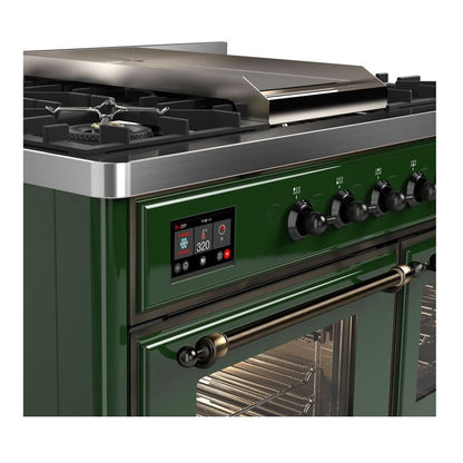 ILVE Majestic II 40 inch Triple Glass Door Natural Gas Dual Fuel Range Burnished Emerald Green