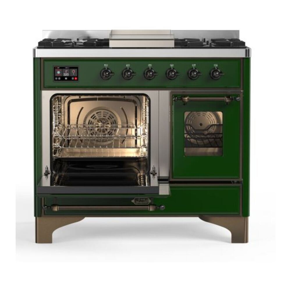 ILVE Majestic II 40 inch Triple Glass Door Natural Gas Dual Fuel Range Burnished Emerald Green