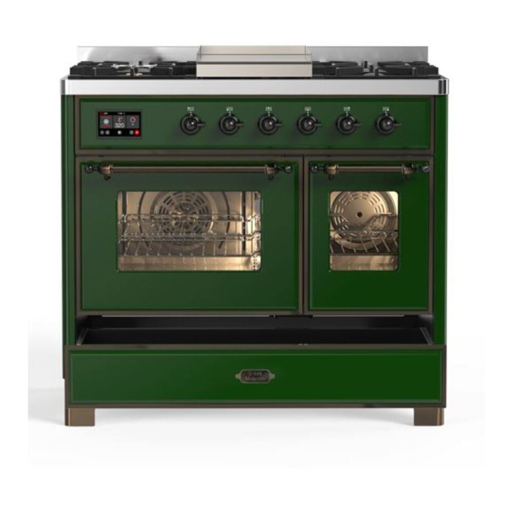 ILVE Majestic II 40 inch Triple Glass Door Natural Gas Dual Fuel Range Burnished Emerald Green