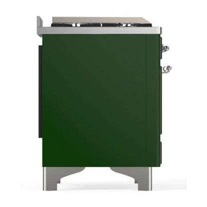 ILVE Majestic II 40 inch Triple Glass Door Natural Gas Dual Fuel Range Chrome Emerald Green
