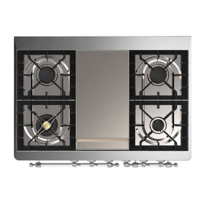 ILVE Majestic II 40 inch Triple Glass Door Natural Gas Dual Fuel Range Chrome Emerald Green