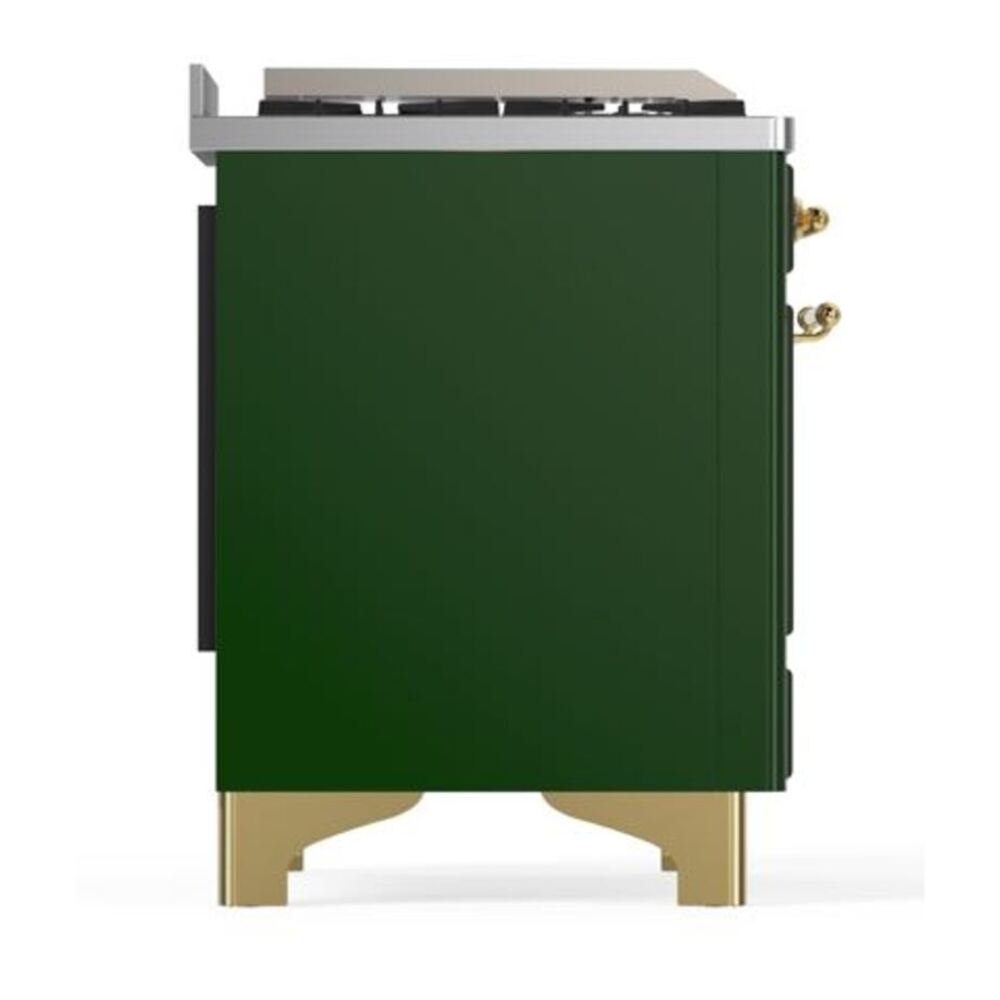 ILVE Majestic II 40 inch Triple Glass Door Natural Gas Dual Fuel Range Brass Emerald Green