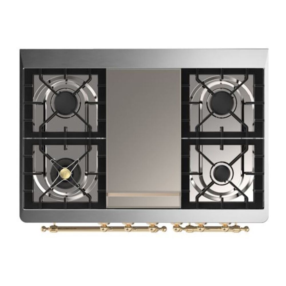 ILVE Majestic II 40 inch Triple Glass Door Natural Gas Dual Fuel Range Brass Emerald Green