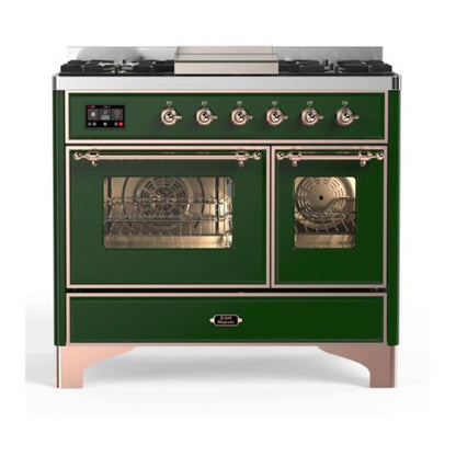 ILVE Majestic II 40 inch Triple Glass Door Natural Gas Dual Fuel Range Copper Emerald Green