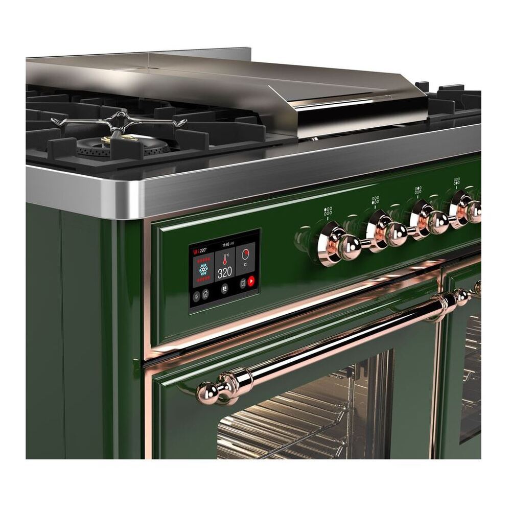 ILVE Majestic II 40 inch Triple Glass Door Natural Gas Dual Fuel Range Copper Emerald Green